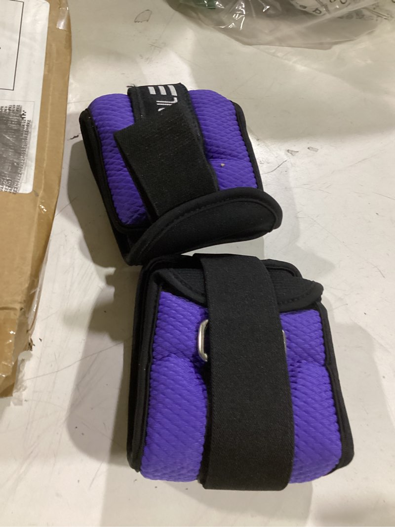 Condition photo showing Good Condition for bagail ankle wrist weights for women & men, one pair of 1/2/4/6/8/10 lbs wearable leg arm weights with sleek design & secure fit for walking, running, pilates, home fitness & physical therapy purple 4 lb pair (2 lb each)