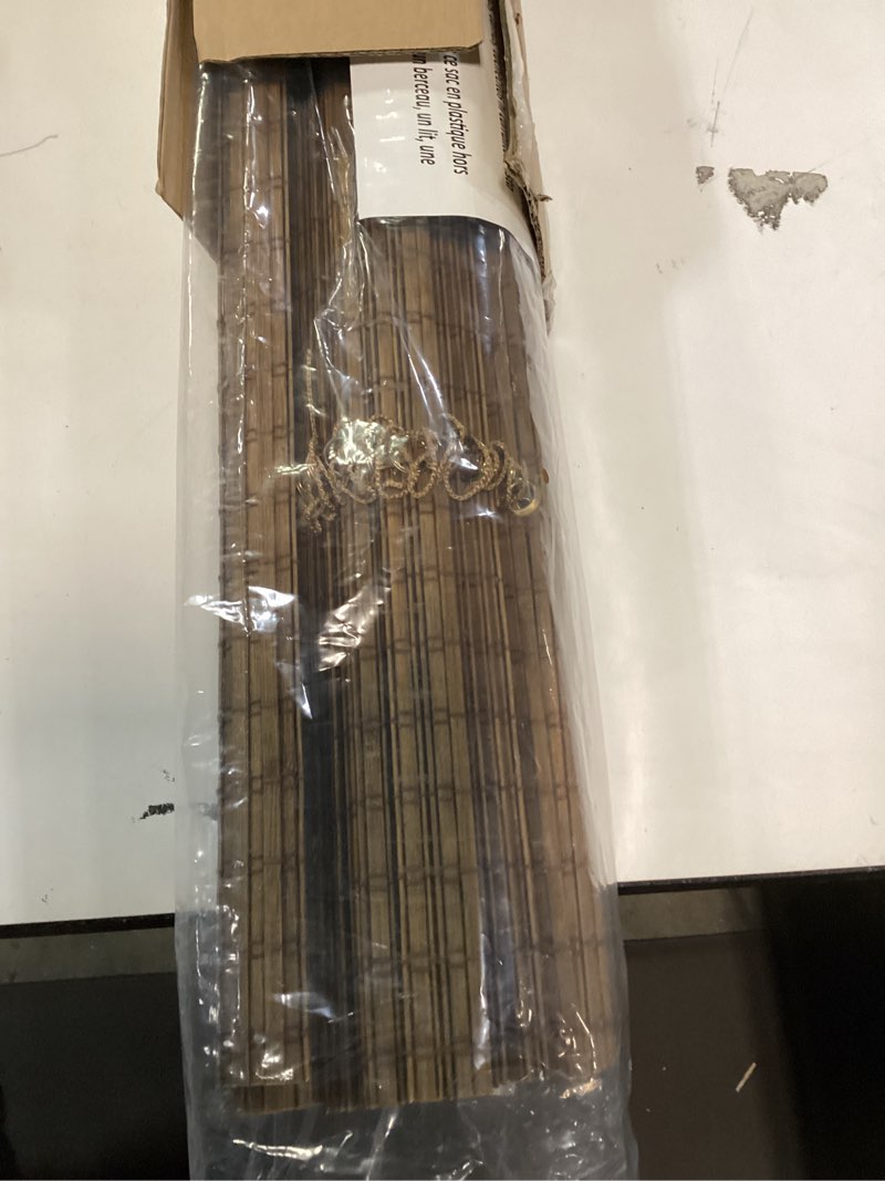 Condition photo showing Good Condition for LazBlinds Cordless Bamboo Roman Shades, Privacy Blinds for Interior Windows, Room Darkening Roll Up Bamboo Blinds for Home & Patio, 31.5" W x 64" H, Highfield Teak Pricacy - Highfield Teak 31 1/2" W x 64" H