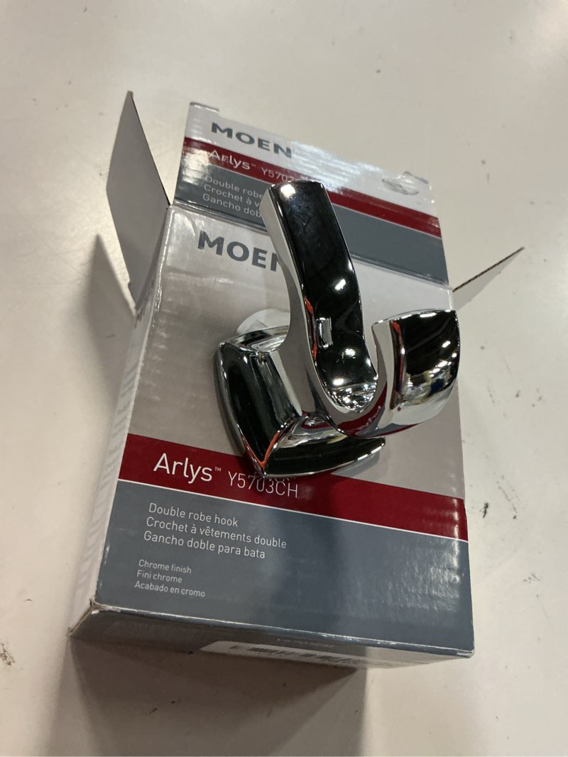 Condition photo showing Good Condition for moen yb5103ch voss double robe hook, chrome chrome 1 count (pack of 1) double robe hook