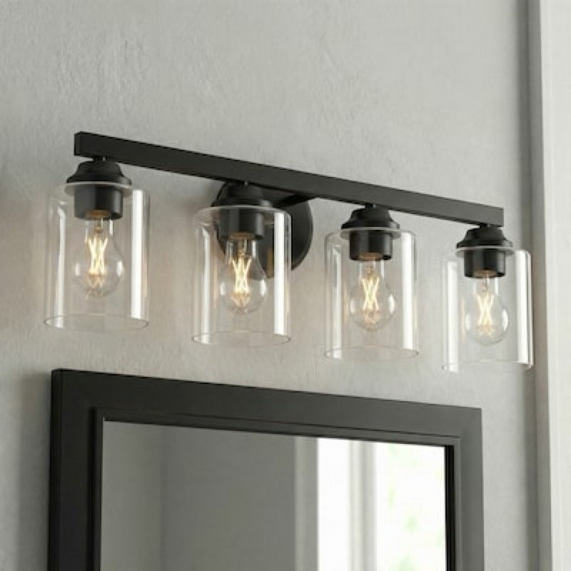 allen + roth Emeryson 24.5-in 4 Light Matte Black Transitional Bathroom Vanity light