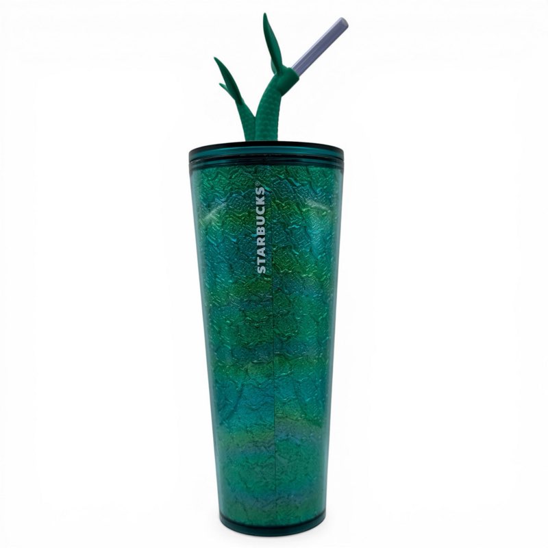 Starbucks Tumbler Cup for Cold Drinks 24 oz Mermaid Tail Straw Topper Iridescent