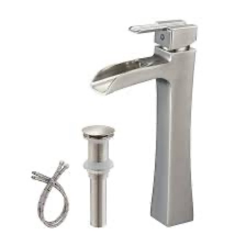 Vessel sink bathroom faucet with drain assembly 