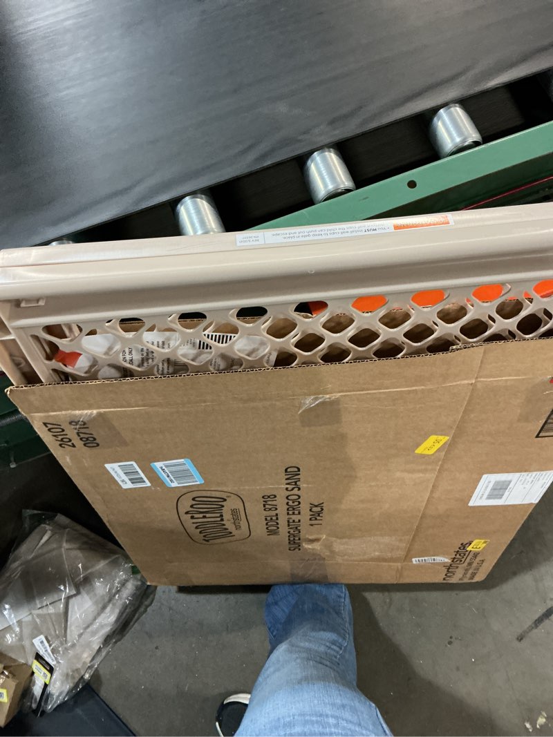 Condition photo showing Good Condition for toddleroo by north states - supergate ergo baby gate: plastic baby gate for stairs & doorways - adjustable indoor safety gate - made in usa - 26 to 42 inches wide - 26 inches tall - sand