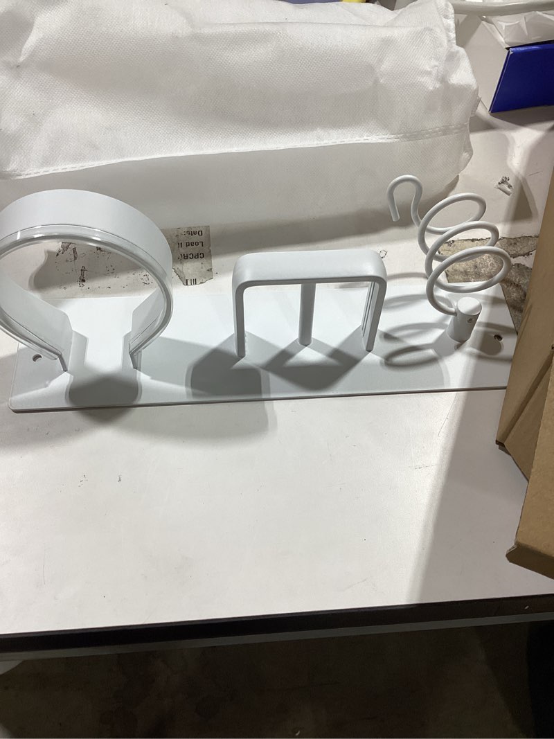 Condition photo showing New/Like New for Similar item HOHOW Hair Dryer Holder Wall Mounted,Blow Dryer, Curling Iron, Straightener Holder 3 in 1 Bathroom Metal Hair Tool Organizer Rack-Matte White-2