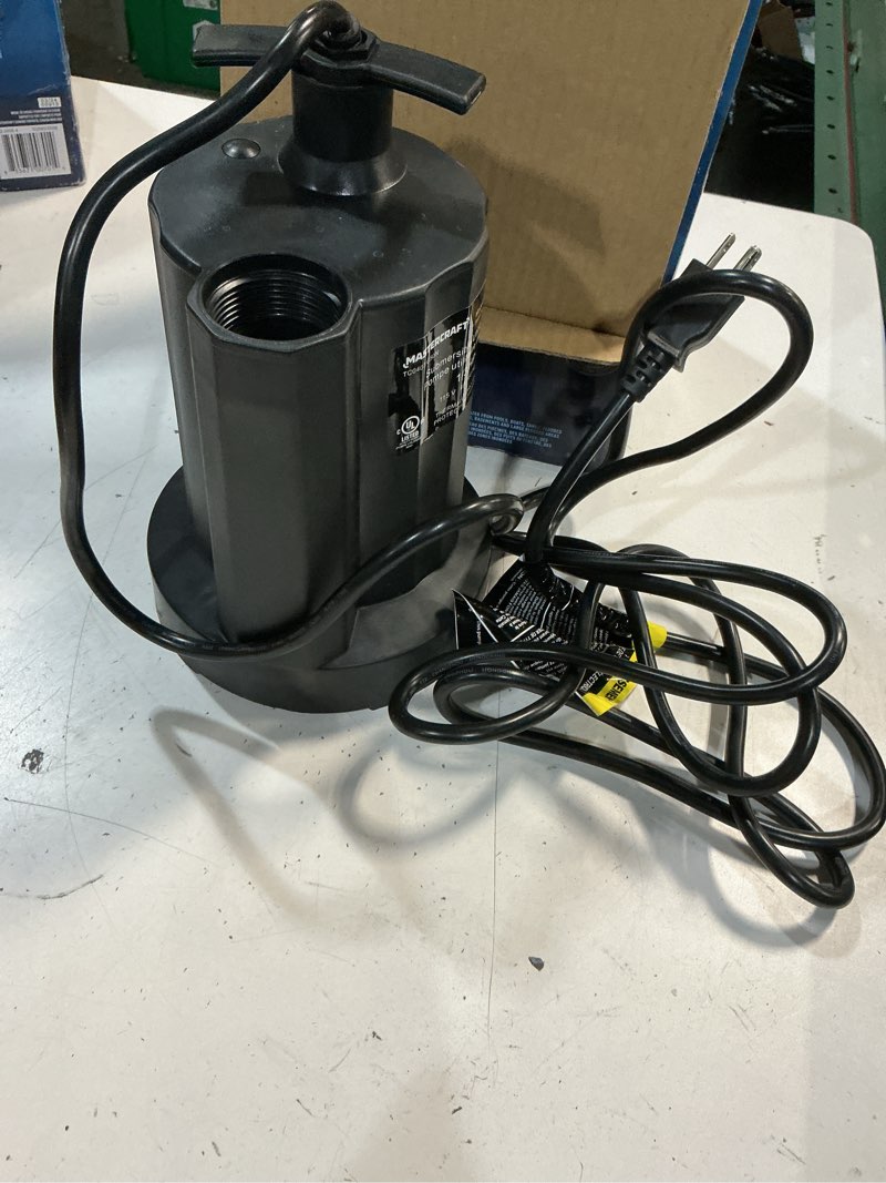 Condition photo showing As Is for 1/3 hp submersible plastic utility pump