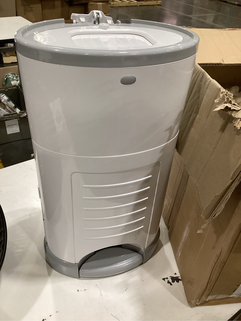 Condition photo showing As Is for diaper dekor eko classic diaper pail, white | only eco-friendly diaper pail made with 70% recycled materials | hands-free: step–drop–done | cost-effective refill system eko white