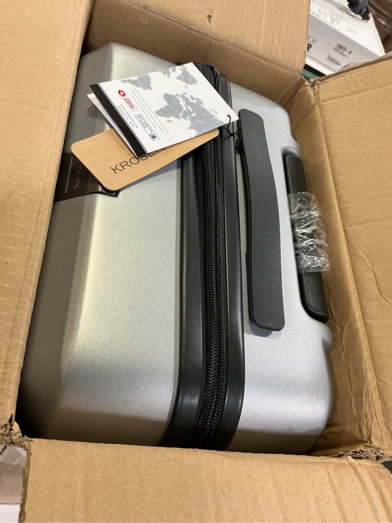 Condition photo showing Good Condition for KROSER Hardside Expandable Carry On Luggage with Spinner Wheels & Built-in TSA Lock, Durable Suitcase Rolling Luggage with USB Port, Carry-On 20-Inch, Silver Grey