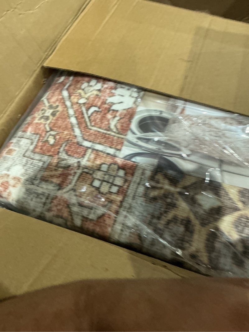 Condition photo showing Good Condition for zesthome 7x9 area rug, super soft washable rugs for living room, non-slip stain resistant vintage rugs, ultra-thin large area rugs (orange,7'x9')