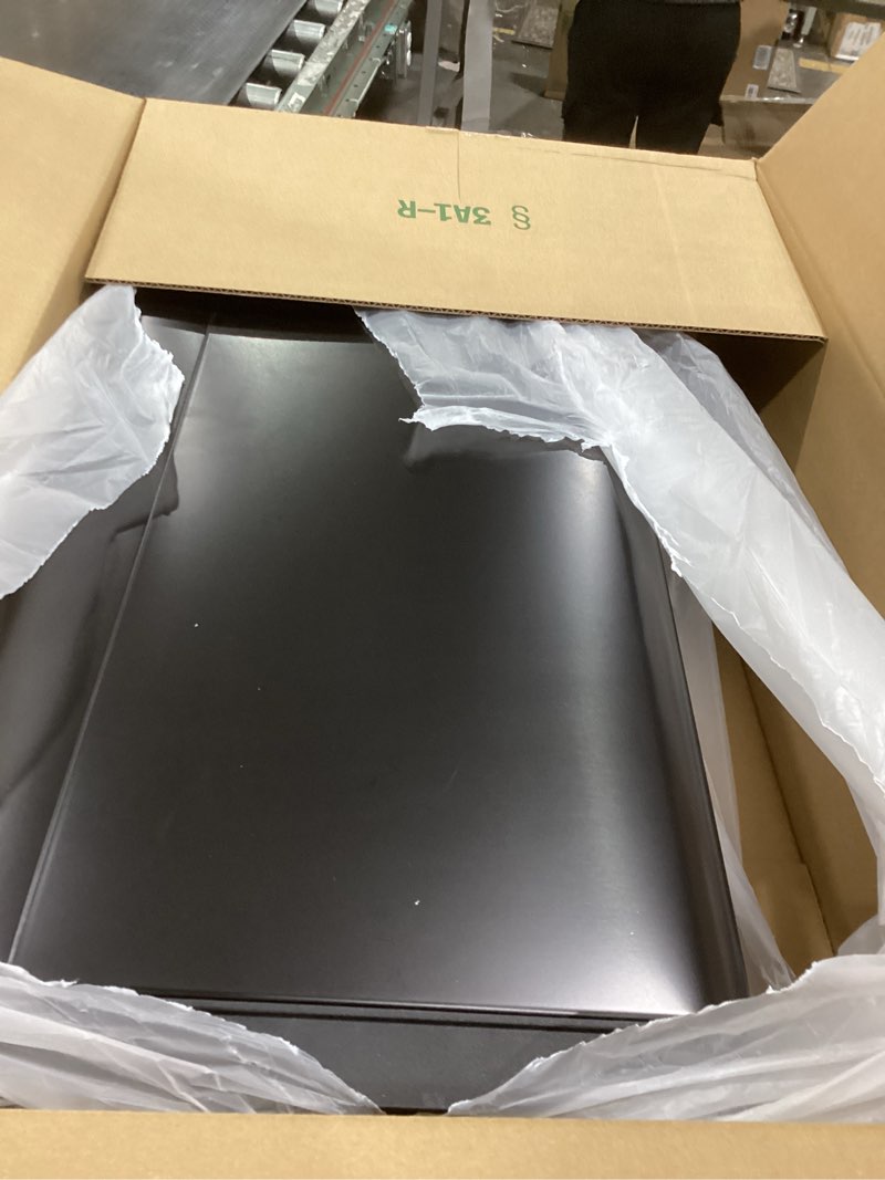 Condition photo showing As Is for EKO Mirage-T 50 Liter / 13.2 Gallon Touchless Rectangular Motion Sensor Trash Can, Brushed Stainless Steel Finish (Matte Black) Mirage 50L - Matte Black