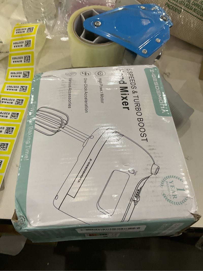 Condition photo showing New/Like New for Electric Hand Mixer, Powerful 300W Hand Mixer Electric Handheld with 304 Beaters, Dough Hook, Hand Held Mixer with Turbo for Baking Cakes, Eggs, Cream Food(Red)