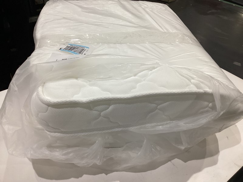 Condition photo showing As Is for 5x52x27.5 mattress, medium firm with high density foam, edge reinforced, odorless and steady, certipur-us, fits standard size, pure white 01-pure white