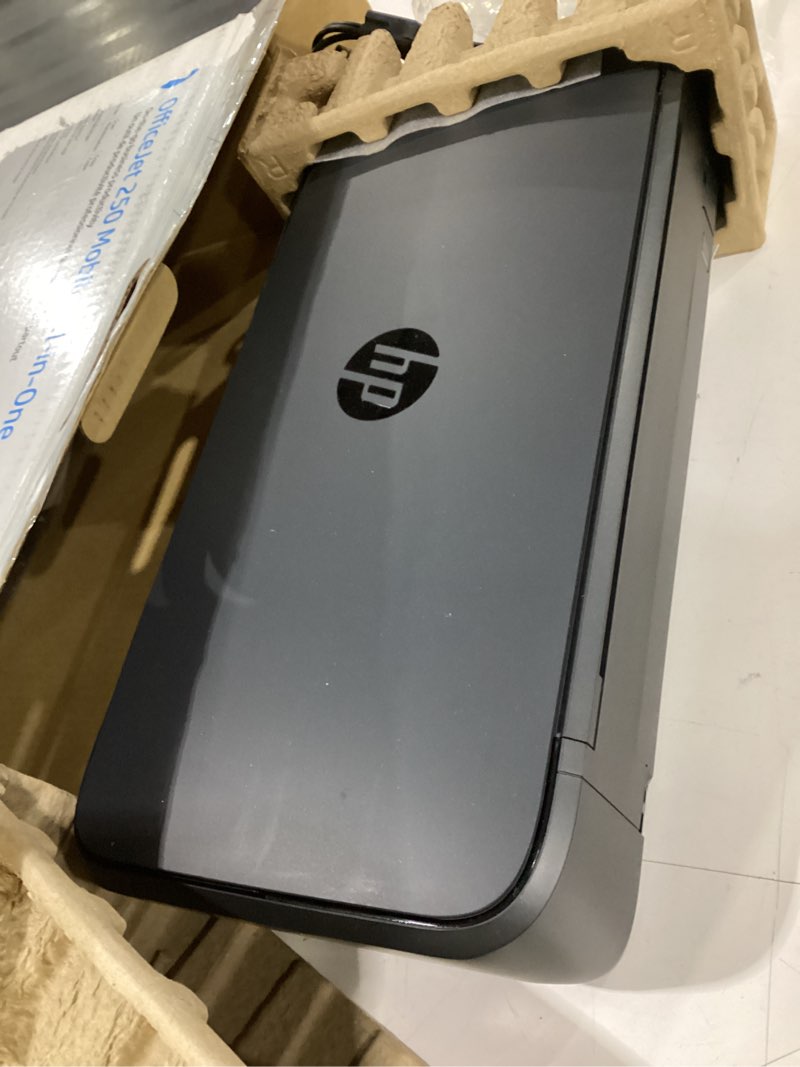 Condition photo showing As Is for used not tested hp officejet 250 wireless mobile printer, scanner, copier - black, battery included (cz992a)
