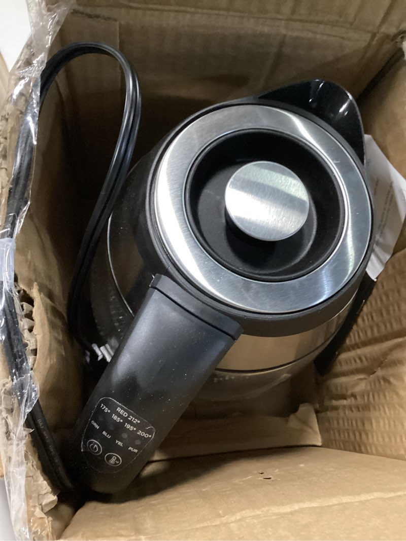 Condition photo showing Good Condition for chefman electric kettle with temperature control, 5 presets led indicator lights, removable tea infuser, glass tea kettle & hot water boiler, 360° swivel base, bpa free, stainless steel, 1.8 liters 1.8l - stainless steel - tea infuser - temperature control