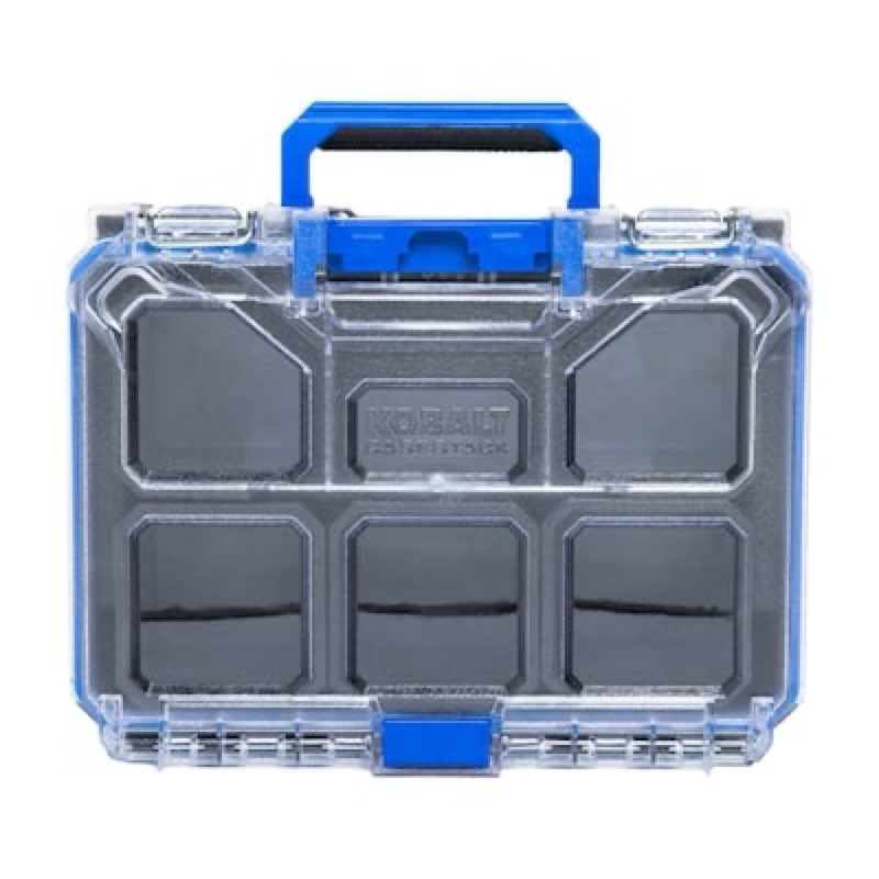 kobalt casestack 10.14-in w x 13.4-in h x 5-in d black plastic tool box