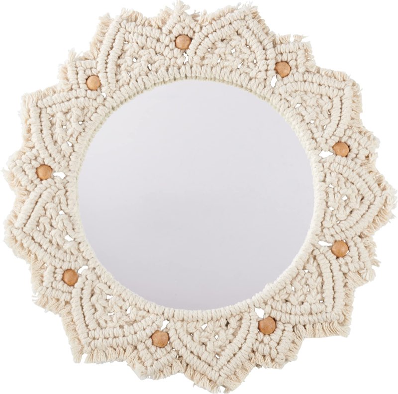 Primitives by Kathy Beaded Macrame Decorative Mirror