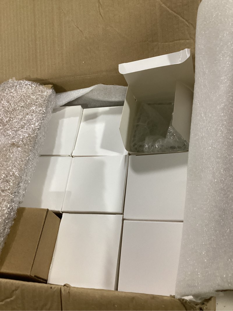 Condition photo showing Good Condition for 12 pcs square glass vases 3 x 3 inch and 2 rolls 2.7 inch x 30 yards leaf floral ribbon clear glass cube vase square flower vases for centerpieces candle holders for home table wedding events 14 3 x 3 inches