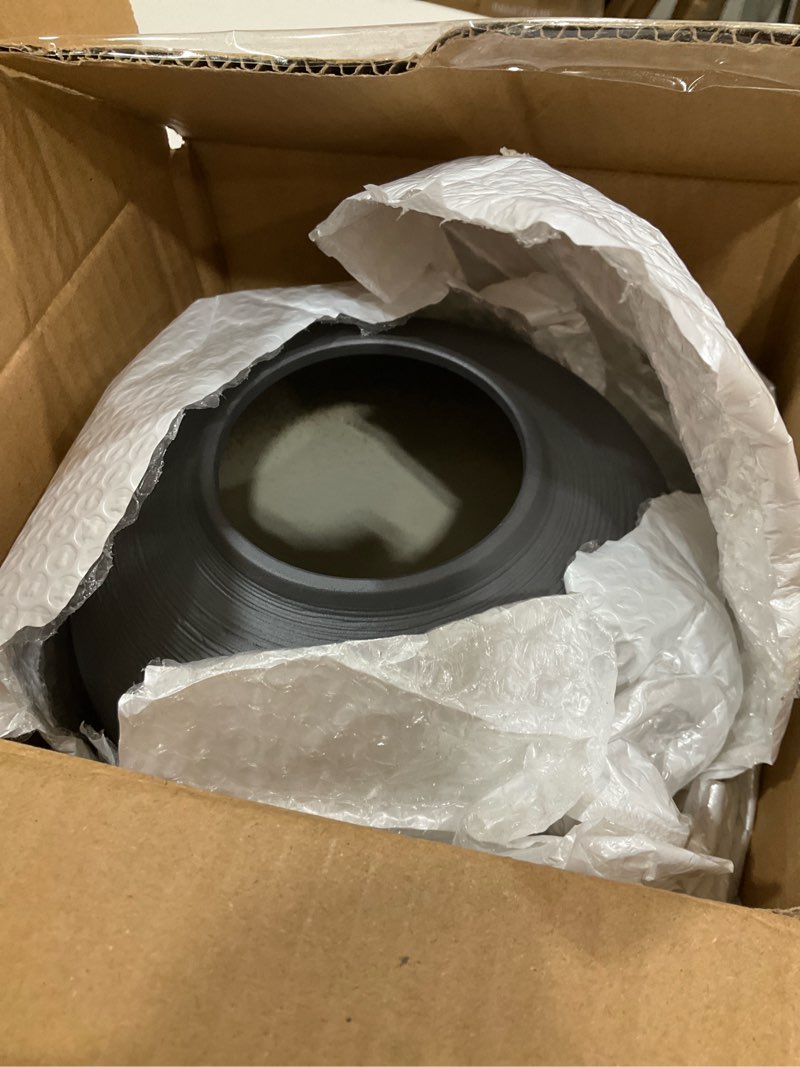 Condition photo showing New/Like New for Black Rustic Ceramic Vase Vintage Flower Vases, 6.8 Inch Pottery Terracotta Tall Floor Vase Farmhouse Rustic for Minimalism Home Decor Aesthetic Centerpiece Living Room Bedroom Wedding Black 6.8 Inch