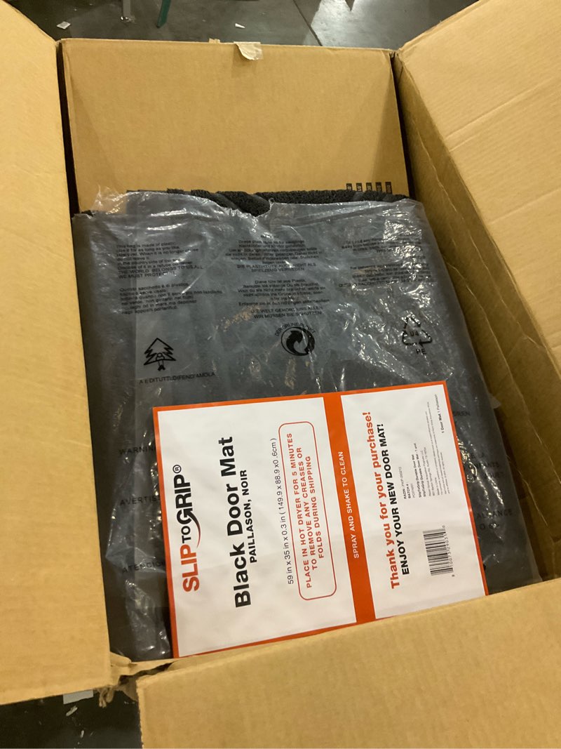 SlipToGrip Door Mat - Durable Door Outdoor Mats for High Traffic - Large 59x35 Inch Black Mat with W