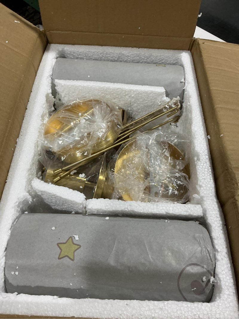 Condition photo showing Good Condition for Modern Brass Wall Sconce,18" Gold Wall Sconces Set of Two,Bathroom Vanity Light Fixtures with Vertical Striped Glass Tube,Wall Light for Bedroom,Living Room,Hallway,Staircase,Mirror Brass-Vertical Striped 2-Pack