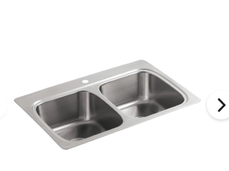 kohler verse 33" double basin drop in stainless steel kitchen sink with single faucet hole