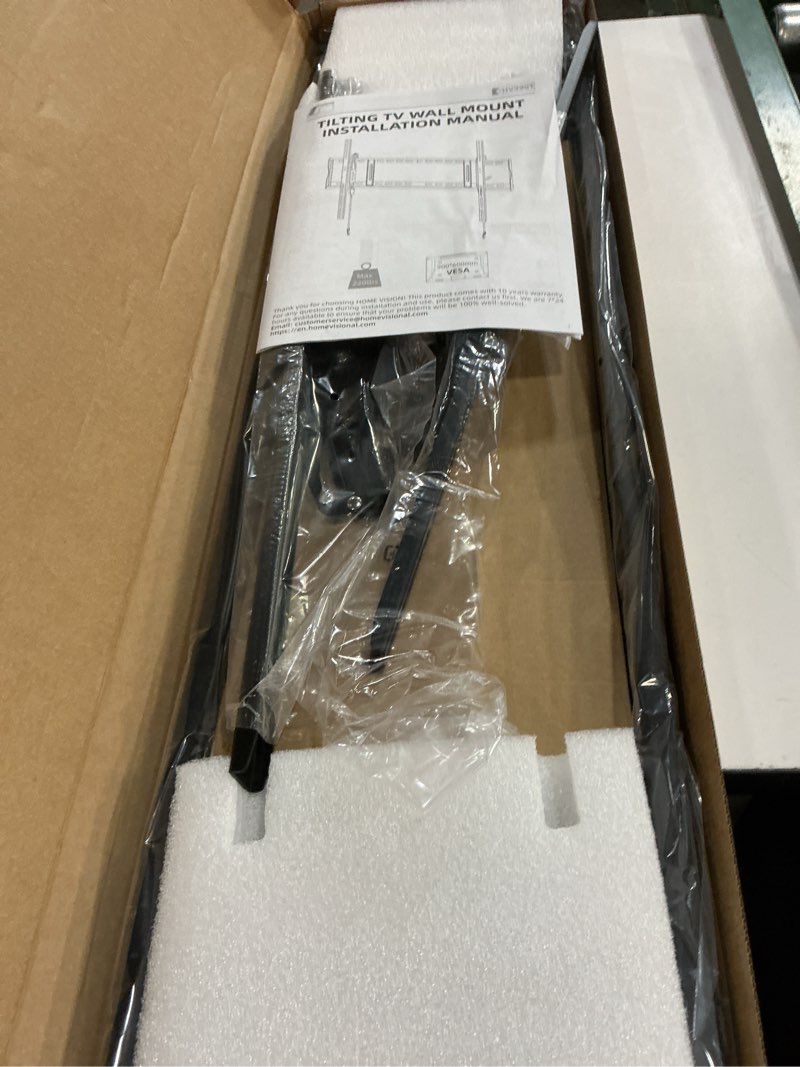 Condition photo showing New/Like New for home vision heavy duty tv wall mount for large tvs 60-120 inch, tilting tv wall mount, max vesa 900x600, holds up to 220lb, fits 16/18/24/32 inch studs