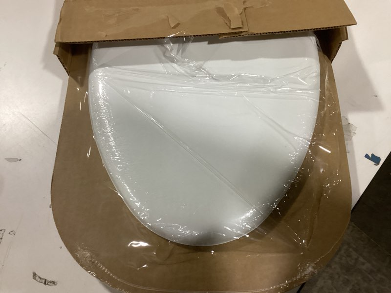 Condition photo showing Good Condition for Mayfair Padded Toilet Seat with Chrome Hinges, Soft Vinyl over Wood Core Seat, Made in USA, Elongated, White