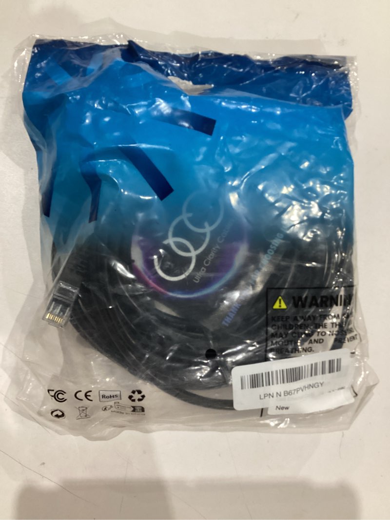 Condition photo showing As Is for Cat6 Ethernet Cable, 12 Feet (2 Pack) LAN, utp Cat 6, RJ45, Network Cord, Patch, Internet Cable - 12 ft - Black