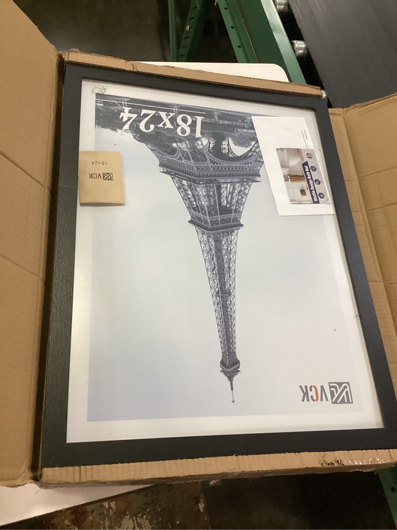 Condition photo showing As Is for vck 18x24 poster frames 3 pack black mdf wood and polished plexiglass frame,display pictures in horizontal and vertical black 18 x 24