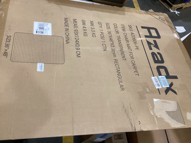 Condition photo showing As Is for Azadx Heavy Duty Office Chair Mat for Carpet 36" x 48" Hard Material Chair Mat for Carpeted Floor Slip Resistant Carpet Protector for Home Office Easy Glide Desk Floor Mat for Office Chair on Carpets 36" x 48" 1 PACK