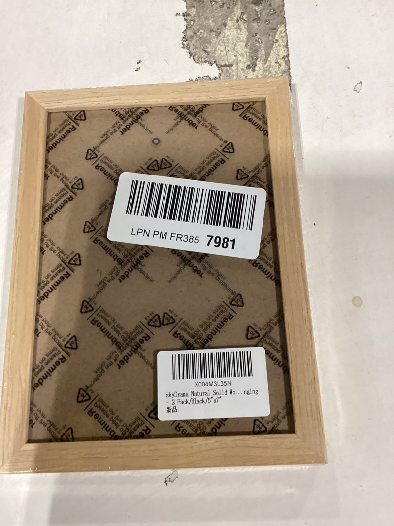 Condition photo showing New/Like New for natural solid wood 5x7 picture frame, display 5 x 7 inch picture poster photo, vertical & horizontal wall hanging - 2 pack/natural/5"x7" 2 packs natural 5x7