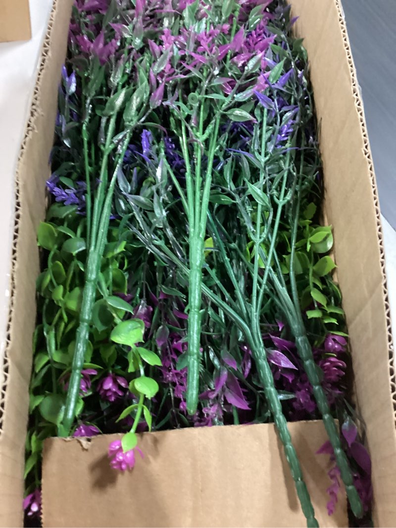 Condition photo showing Good Condition for hananona 24 pcs artificial flowers outdoor, faux artificial plants uv resistant plastic flower bulk for hanging planter porch window home wedding summer decor (24, fuchsia, purple, yellow, green) 24 fuchsia, purple, yellow, green