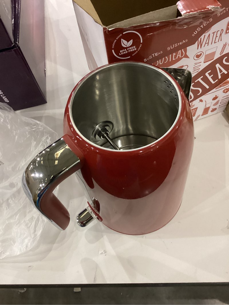 Condition photo showing Good Condition for SUSTEAS Electric Kettle - 57oz Hot Tea Water Boiler with Thermometer, 1500W Fast Heating Stainless Steel Pot, Cordless LED Indicator, Auto Shut-Off & Boil Dry Protection, Red