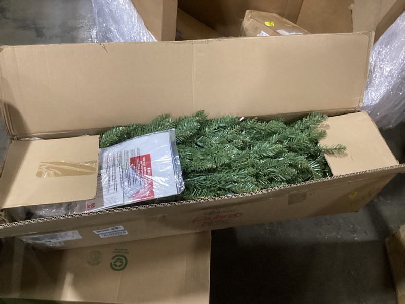 Condition photo showing New/Like New for Puleo International 7.5ft Pre-Lit Slim Fraser Fir Christmas Tree with 350 Clear Lights, 1188 Realistic Dense Branch Tips, Easy Setup Artificial Trees with Sturdy Metal Stand 7.5' Pencil Fraser Fir with 350 Clear Lights