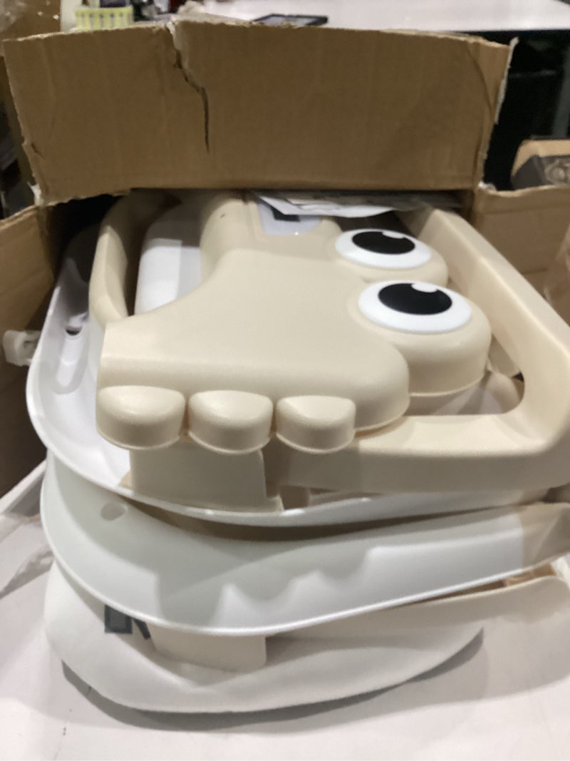Condition photo showing New/Like New for morefeel collapsible baby bathtub for newborn with thermometer & 1 hooded towel & 1 soft floating cushion,portable travel bathtub with drain hole, durable foldable baby tubs for infants to toddler alligator like beige