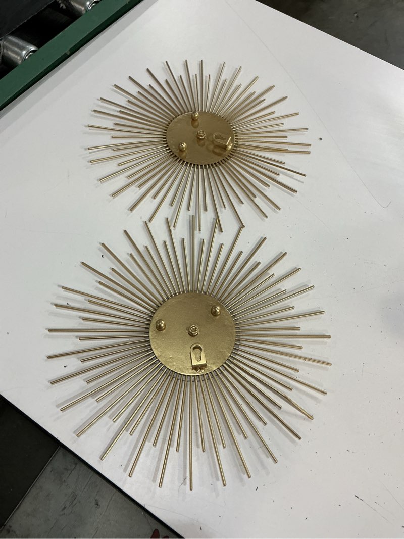 Condition photo showing Good Condition for rays-double metal wall art, geometric sun decor, metallic colors, large 3d wall sculpture, model bc, set of 2 (gold, small)