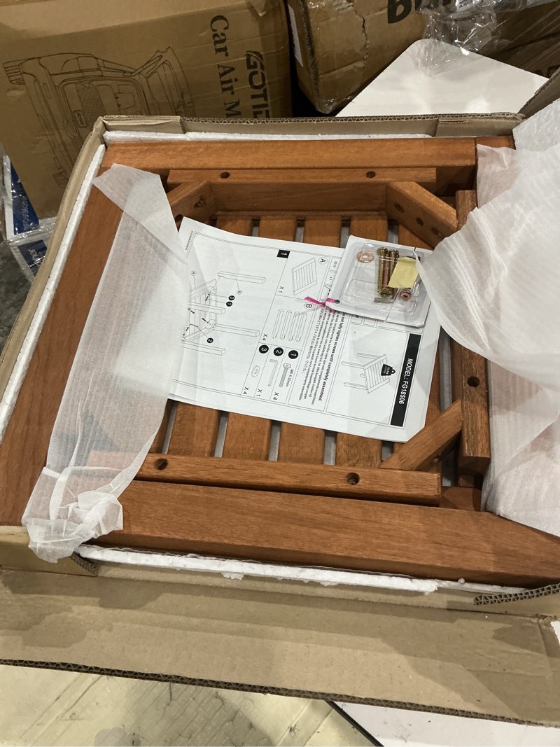 Condition photo showing Good Condition for furinno fg18506 tioman hardwood patio furniture outdoor end table, natural natural 17.5"d x 17.7"w x 17.3"h