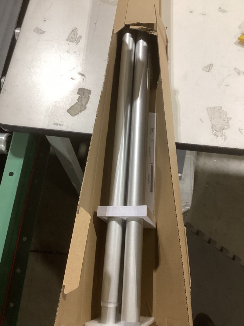 Condition photo showing Good Condition for Double Curtain Rod 72 to 144 Inch, HOTOZON 1 Inch Heavy Duty Double Curtain Rods for Windows 60 to 140 Inches(5-11.6 ft), Telescoping Drapery Rod with Simple End Finials, Silver Silver 72-144"
