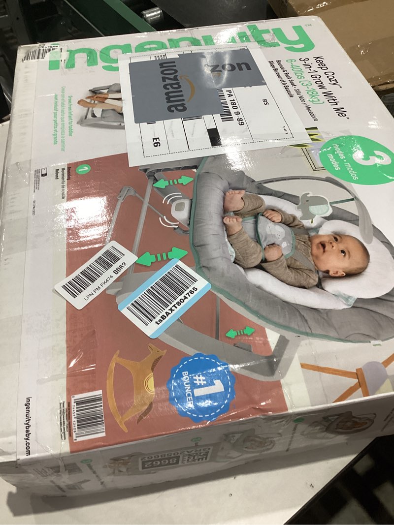 Condition photo showing New/Like New for Ingenuity Keep Cozy 3-in-1 Grow with Me Vibrating Baby Bouncer, Seat & Infant to Toddler Rocker, Vibrations & -Toy Bar, 0-30 Months Up to 40 lbs (Weaver)