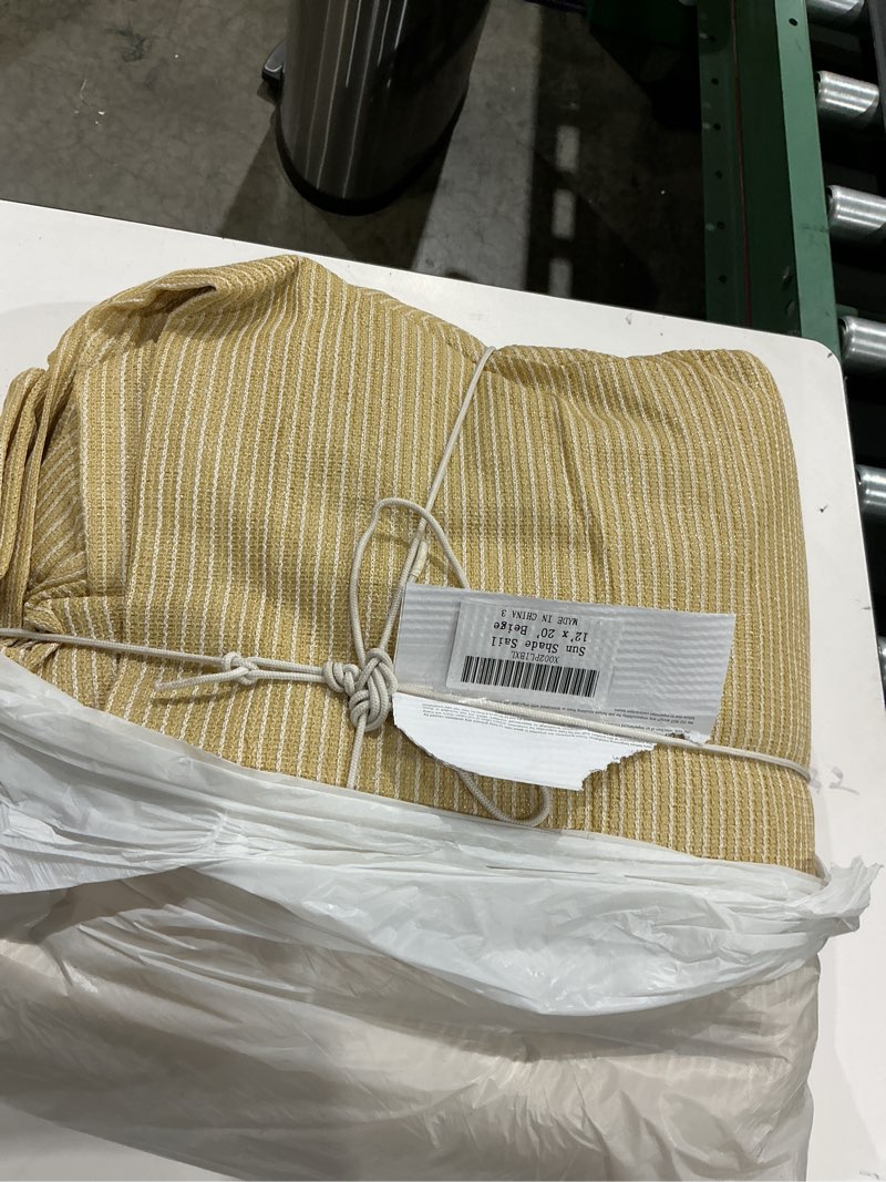 Condition photo showing Good Condition for colourtree 12' x 20' beige sun shade sail rectangle canopy fabric cloth screen, water permeable & uv block upf50, heavy duty, carport patio outdoor - (we customize size)