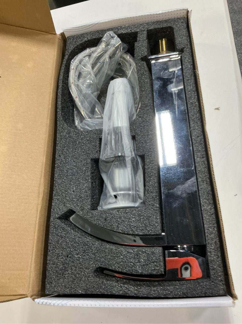 Condition photo showing Good Condition for chrome vessel sink faucet, greenspring waterfall bathroom faucets, tall spout single handle single hole bathroom faucets modern taps with pop up drain and without overflow basin faucet supply line tall chrome
