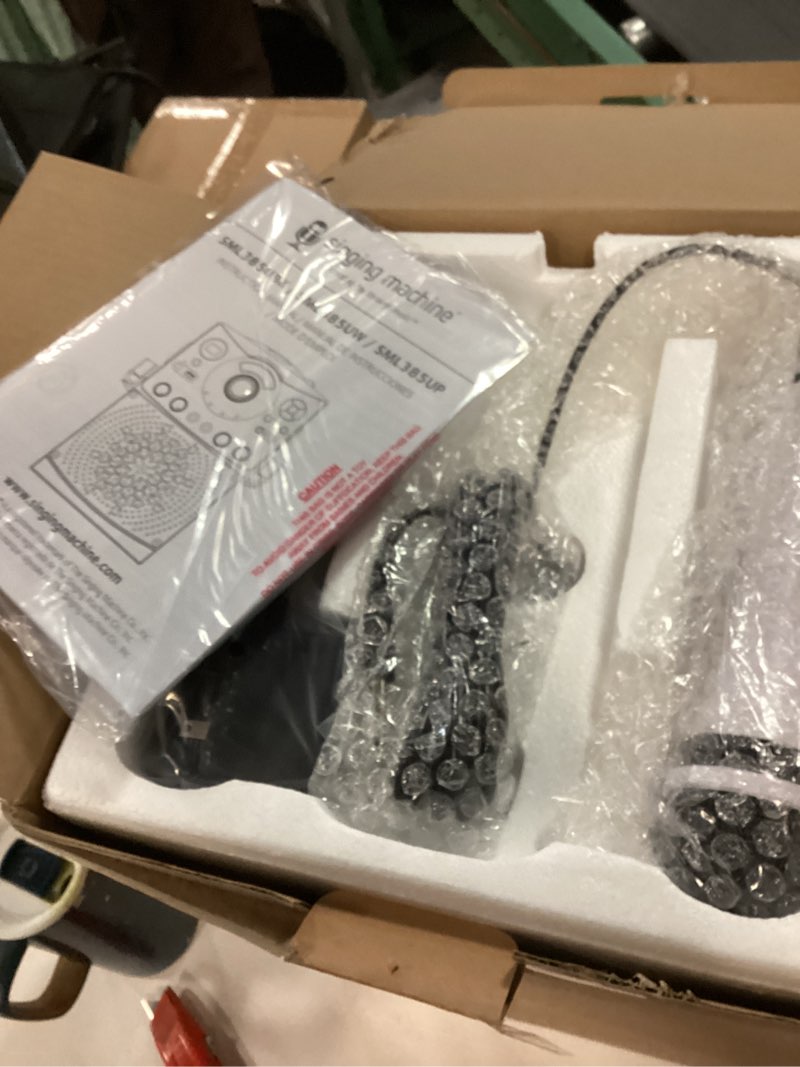 Condition photo showing Good Condition for Singing Machine Portable Karaoke Machine for Adults & Kids with Wired Microphone, White - Built-In Speaker, Bluetooth with LED Disco Lights - Karaoke System with CD+G Player & USB Connectivity