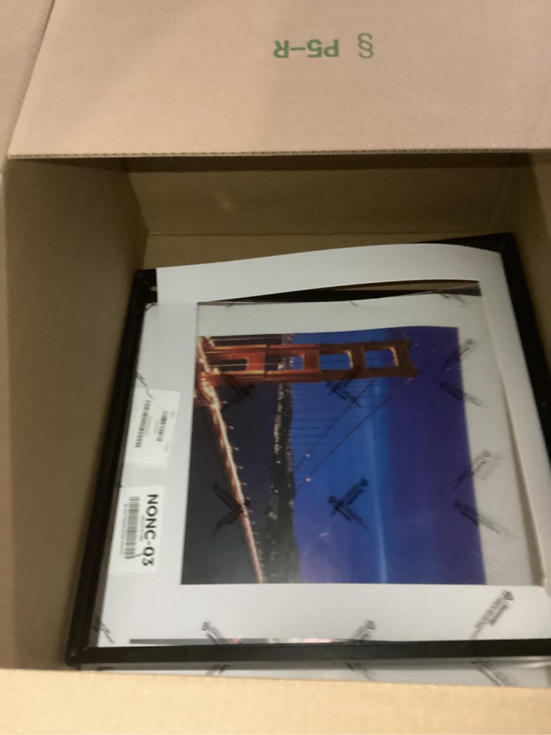 Condition photo showing As Is for Yaetm 20x20 Black Picture Frame Matted to 16x16 Set of 3, Thin Large Square Frame 20 x 20 for Gallery Wall Display, Hanging Hardware Included (3 Pack, Black) 20"x20", 3 pack Black