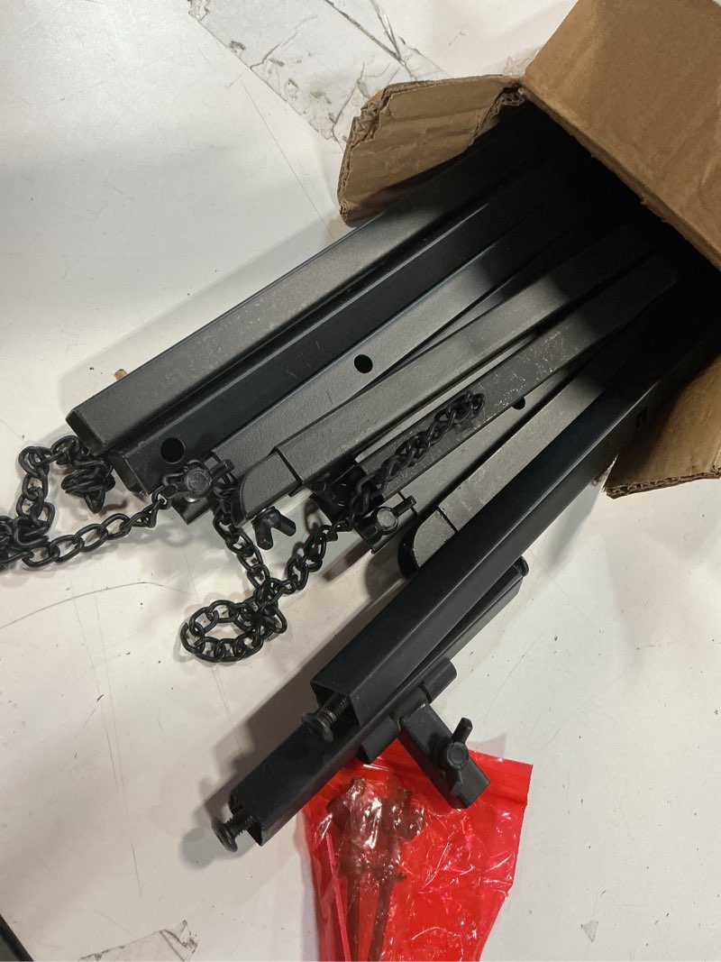 Condition photo showing As Is for 1 Pcs Black 50" Easel Stand for Wedding Signs Metal Display Easel 3 Tier Adjustable Heavy Duty Floor Display Stand Tripod with Chain Support for Painting Mirror Welcome Sign Baby Shower