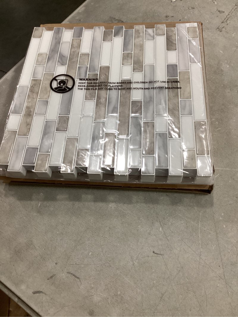 Condition photo showing New/Like New for art3d 10-sheet heavy-duty peel and stick backsplash, waterproof wall tiles stick on kitchen backsplash living space, beige & white 12 x 12 inch beige & white