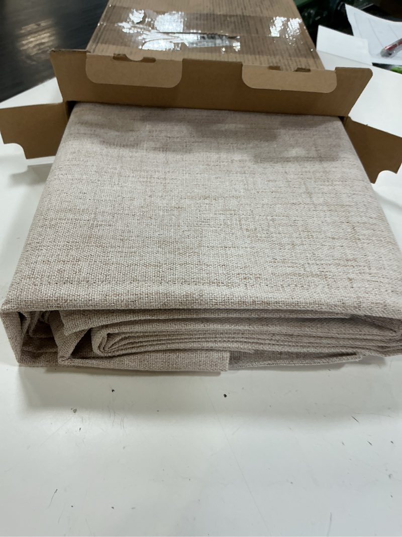 Condition photo showing Good Condition for miulee linen textured curtains for bedroom solid 100% blackout thermal insulated natural beige grommet room darkening curtains & drapes luxury decor for living room nursery 52 x 54 inch (2 panels) beige 52"w x 54"l (pack of 2)