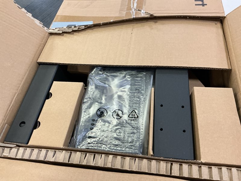 Condition photo showing Good Condition for Steel Base Rolling TV Stand for 32-75 inch TVs up to 110 lbs, Leveling & Tilt & Swivel Mobile TV Stand with Hidden Wire Management, Height Adjustable Portable Tv Stand with Steel Shelf, Black Black 32"-75"