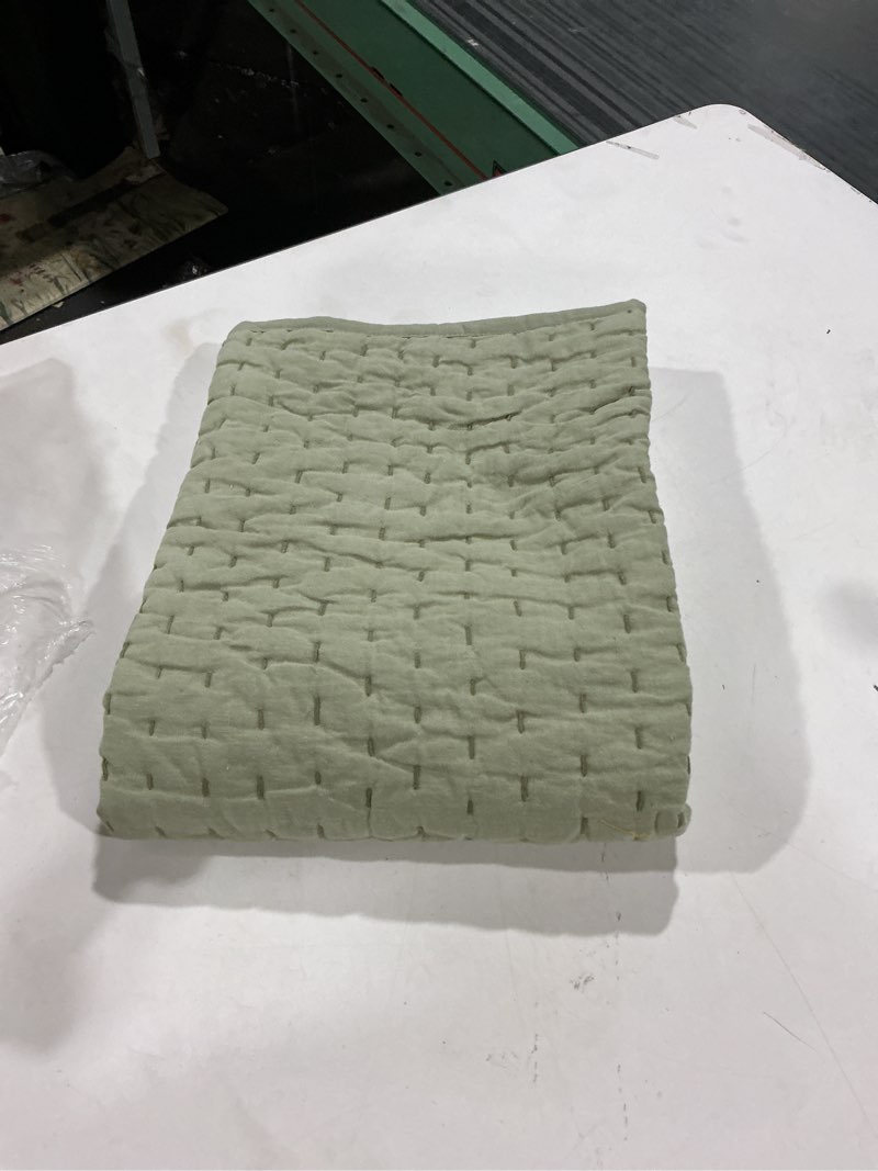 Condition photo showing As Is for organic cotton quilt sham green