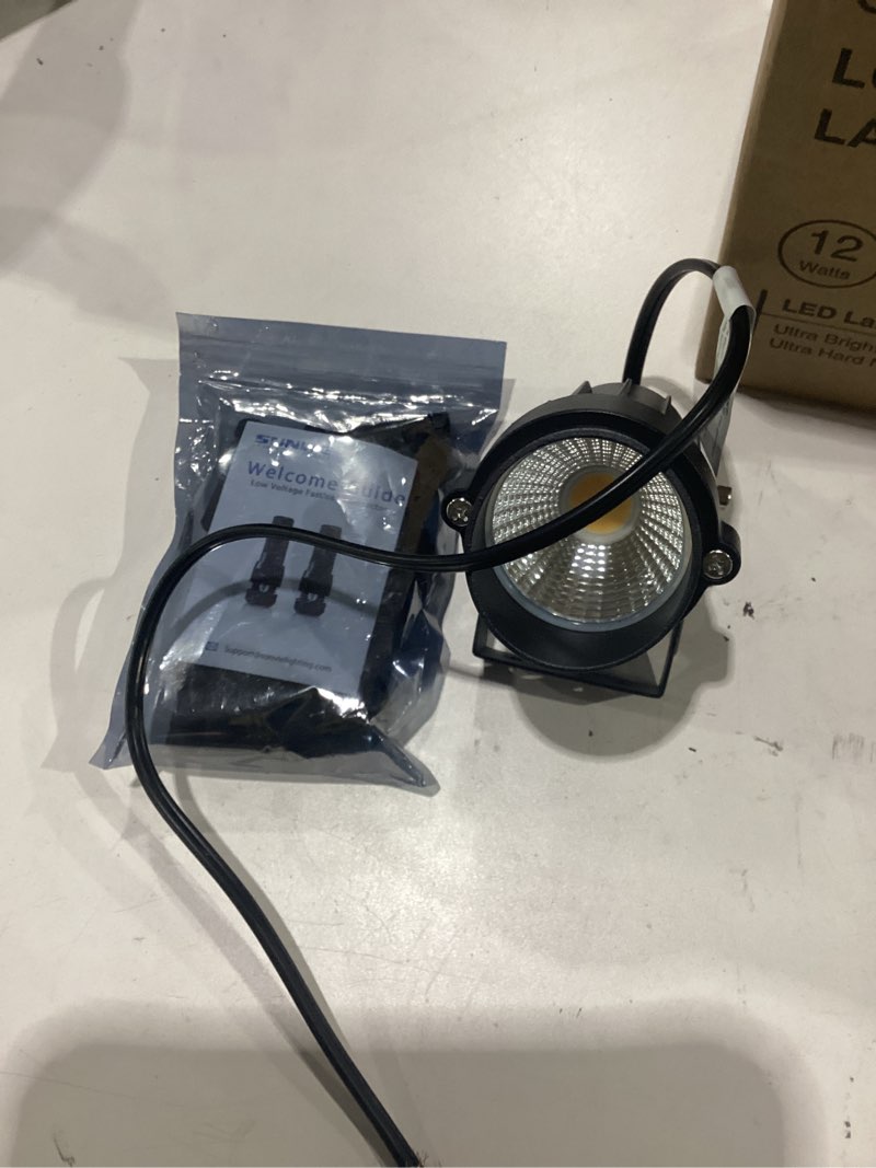Condition photo showing Good Condition for sunvie 12w low voltage led landscape lights with connectors, outdoor 12v super warm white (900lm) waterproof garden pathway lights wall tree flag spotlights with spike stand (10 pack with connector)