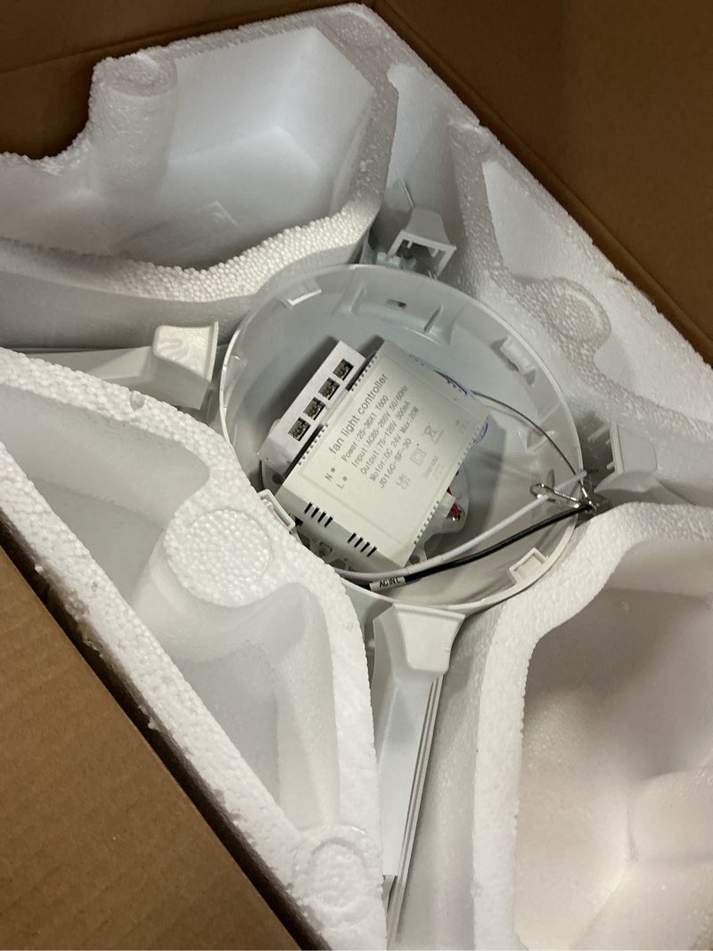 Condition photo showing Good Condition for 29" indoor flush mount ceiling fan with light, 6-speed dc, 3cct, remote | low profile ceiling fan · quiet dc · dimmable light · remote ctrl · memory function · for bedroom kids' room living room 29 inches 3cct white