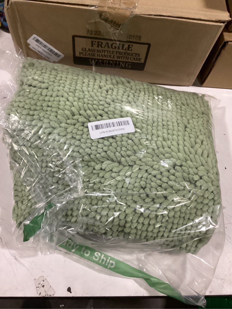 Condition photo showing Good Condition for smiry dog door mat for muddy paws 36x24, absorbs moisture and dirt doormat, non-slip washable quick dry chenille front door mat indoor entrance, entryway carpet for inside floor, sage green 36.0"l x 24.0"w x 1.0"th sage green